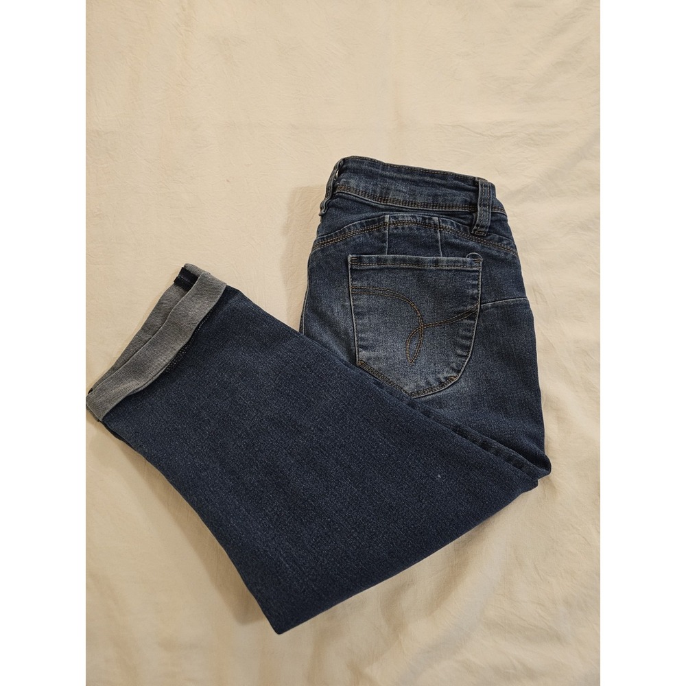 Royalty for Me Women's Capri Jeans Size 10 Dark Wash Stretch Cuffed Cropped